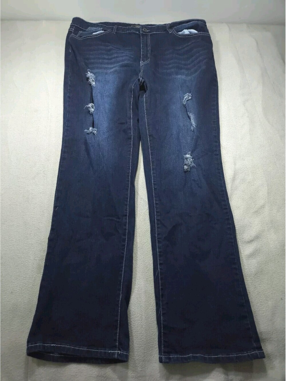 Lucky and Blessed Jeans Womens 24 Plus Flare Bootcut Distressed Stretch Denim